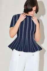 EVENING RUSTLE JACQUARD SWEATER TOP - Flying Tomato - Flyclothing LLC
