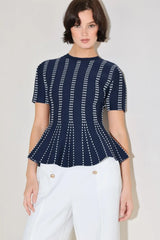 EVENING RUSTLE JACQUARD SWEATER TOP - Flying Tomato - Flyclothing LLC