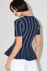 EVENING RUSTLE JACQUARD SWEATER TOP - Flying Tomato - Flyclothing LLC
