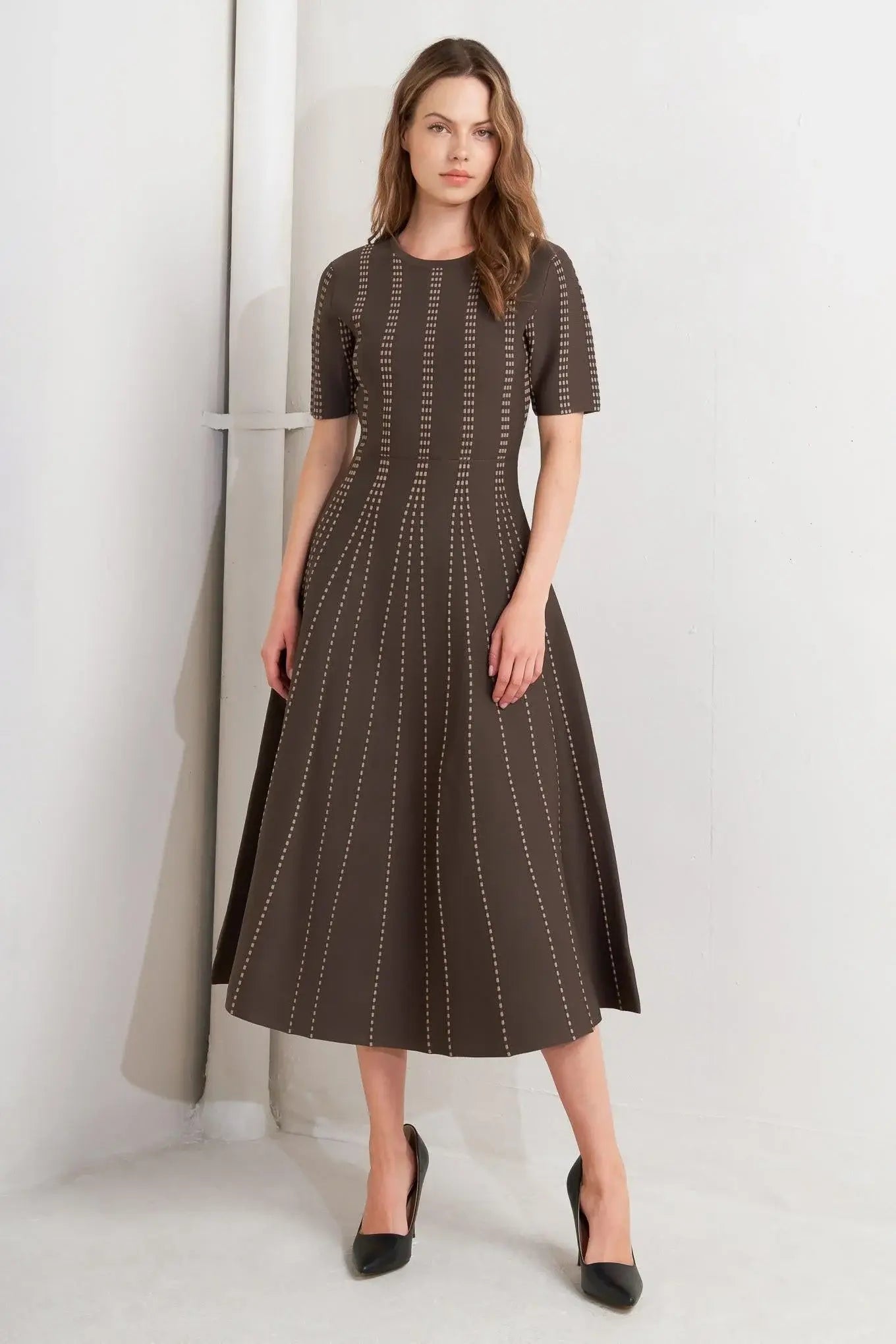 DOT DANCE SWEATER KNIT MIDI DRESS - Flying Tomato - Flyclothing LLC
