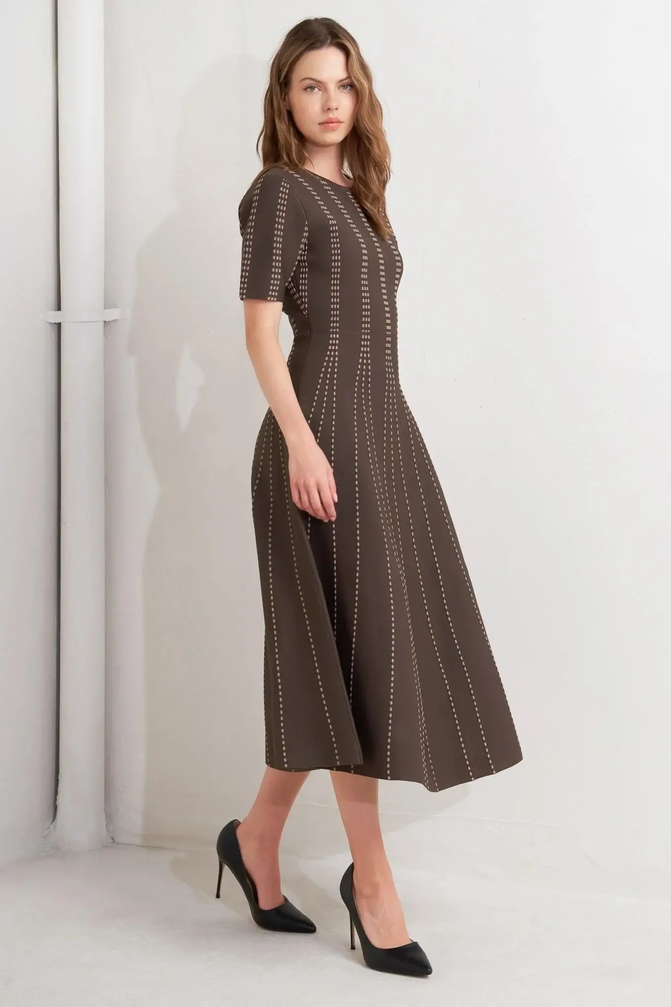 DOT DANCE SWEATER KNIT MIDI DRESS - Flying Tomato - Flyclothing LLC