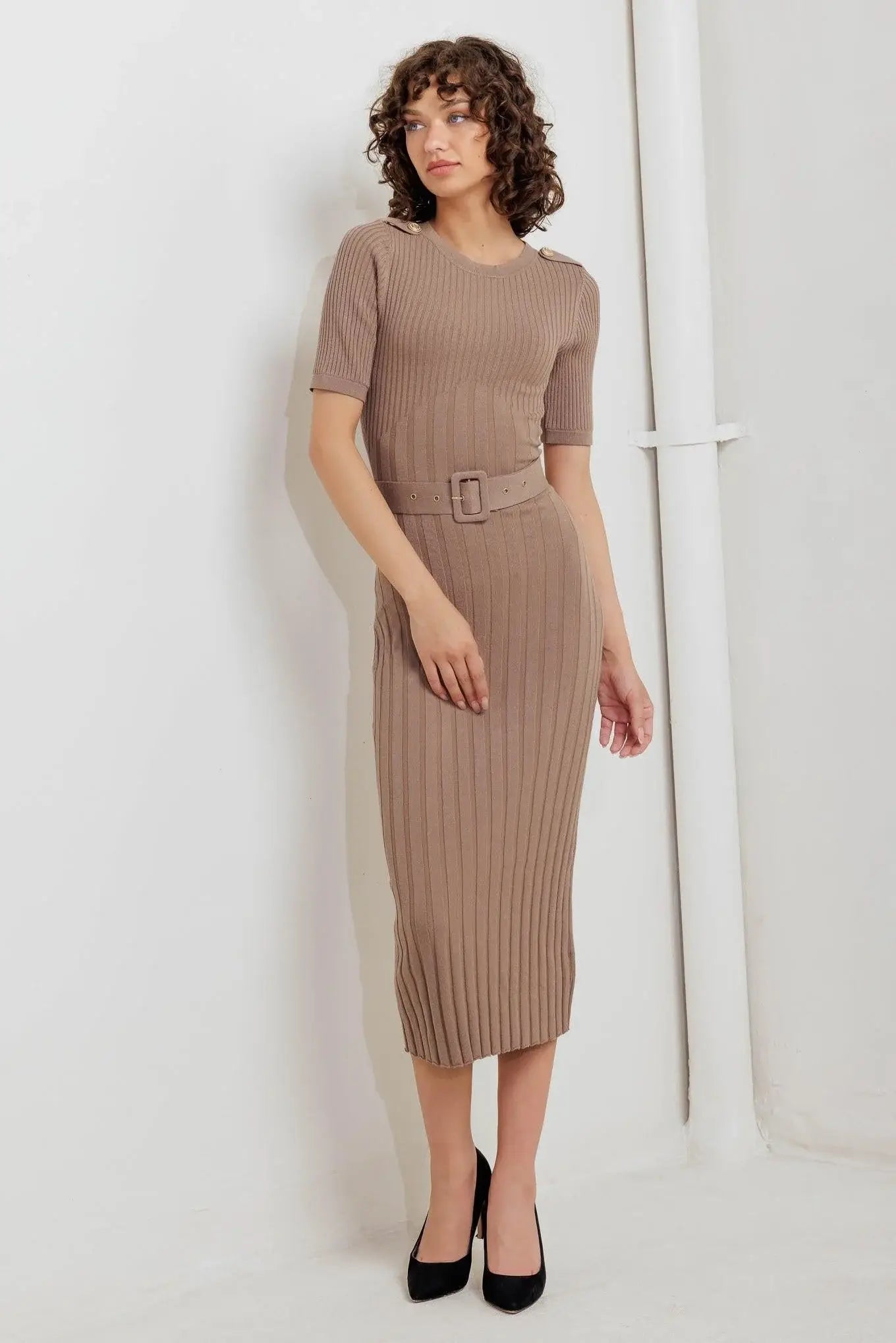 STRUCTURED CHIC SWEATER MIDI DRESS - Flying Tomato - Flyclothing LLC