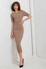 STRUCTURED CHIC SWEATER MIDI DRESS - Flying Tomato - Flyclothing LLC