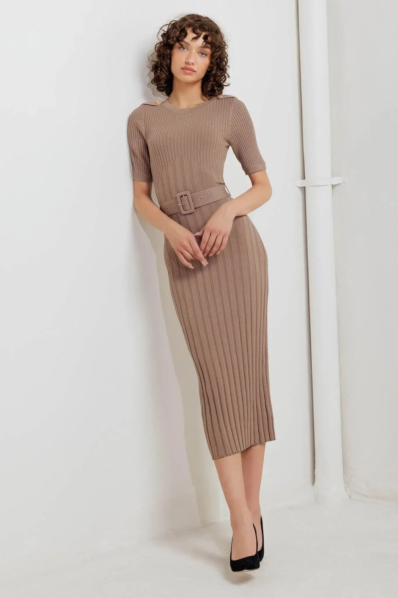 STRUCTURED CHIC SWEATER MIDI DRESS - Flying Tomato - Flyclothing LLC