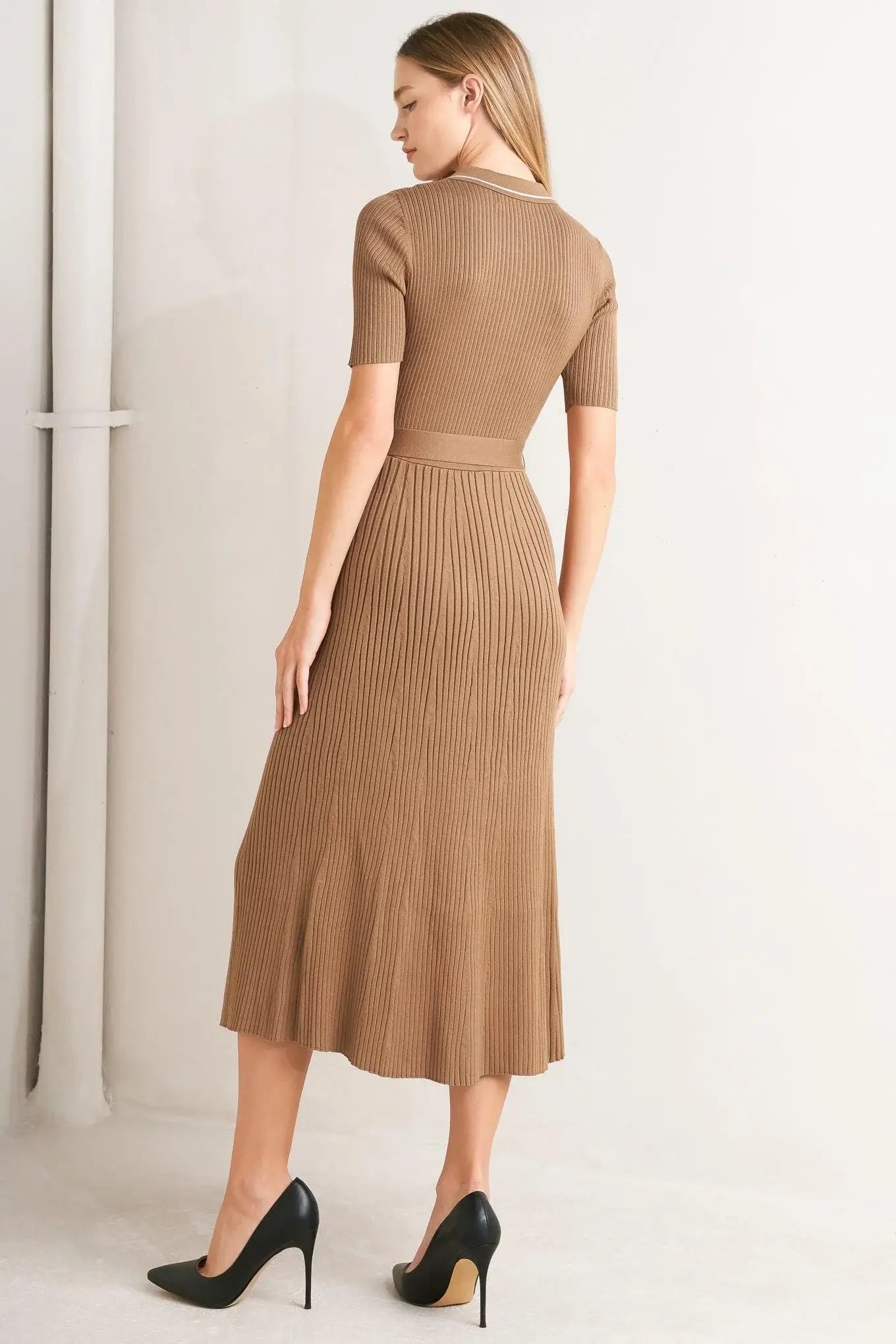 PARISIAN INSPIRED STYLE SWEATER KNIT MIDI DRESS - Flying Tomato - Flyclothing LLC