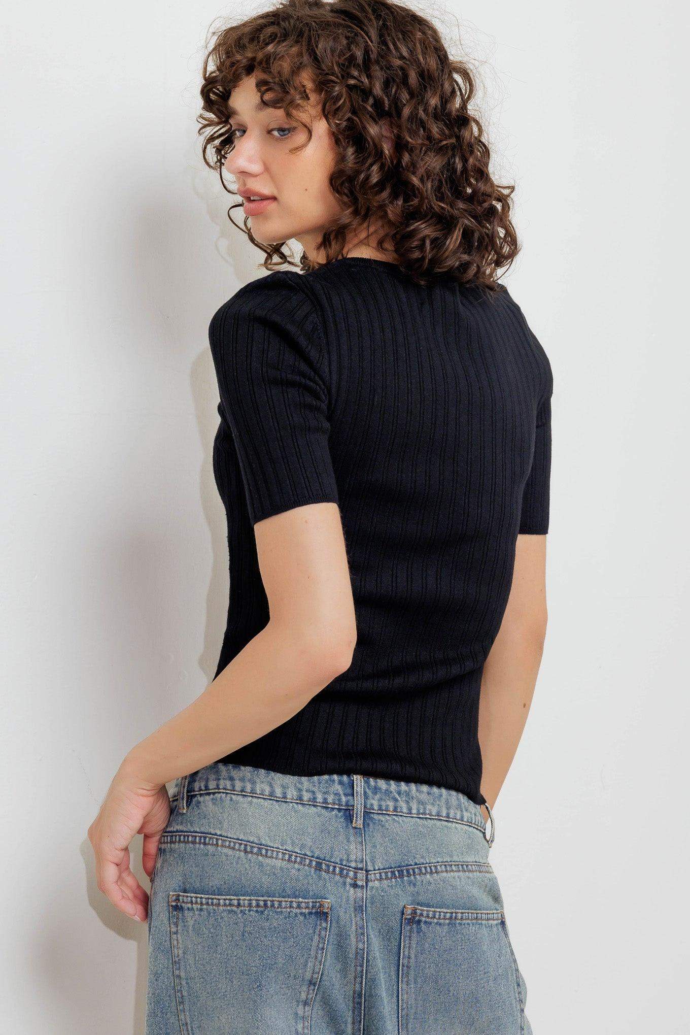 MODERN CURL SWEATER KNIT TOP - Flying Tomato - Flyclothing LLC