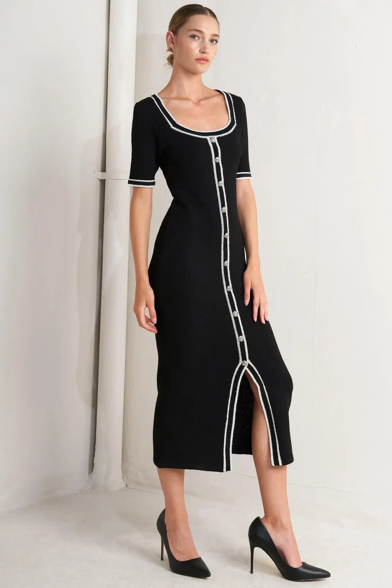 MODERN CLASSIC SWEATER KNIT MIDI DRESS - Flying Tomato - Flyclothing LLC