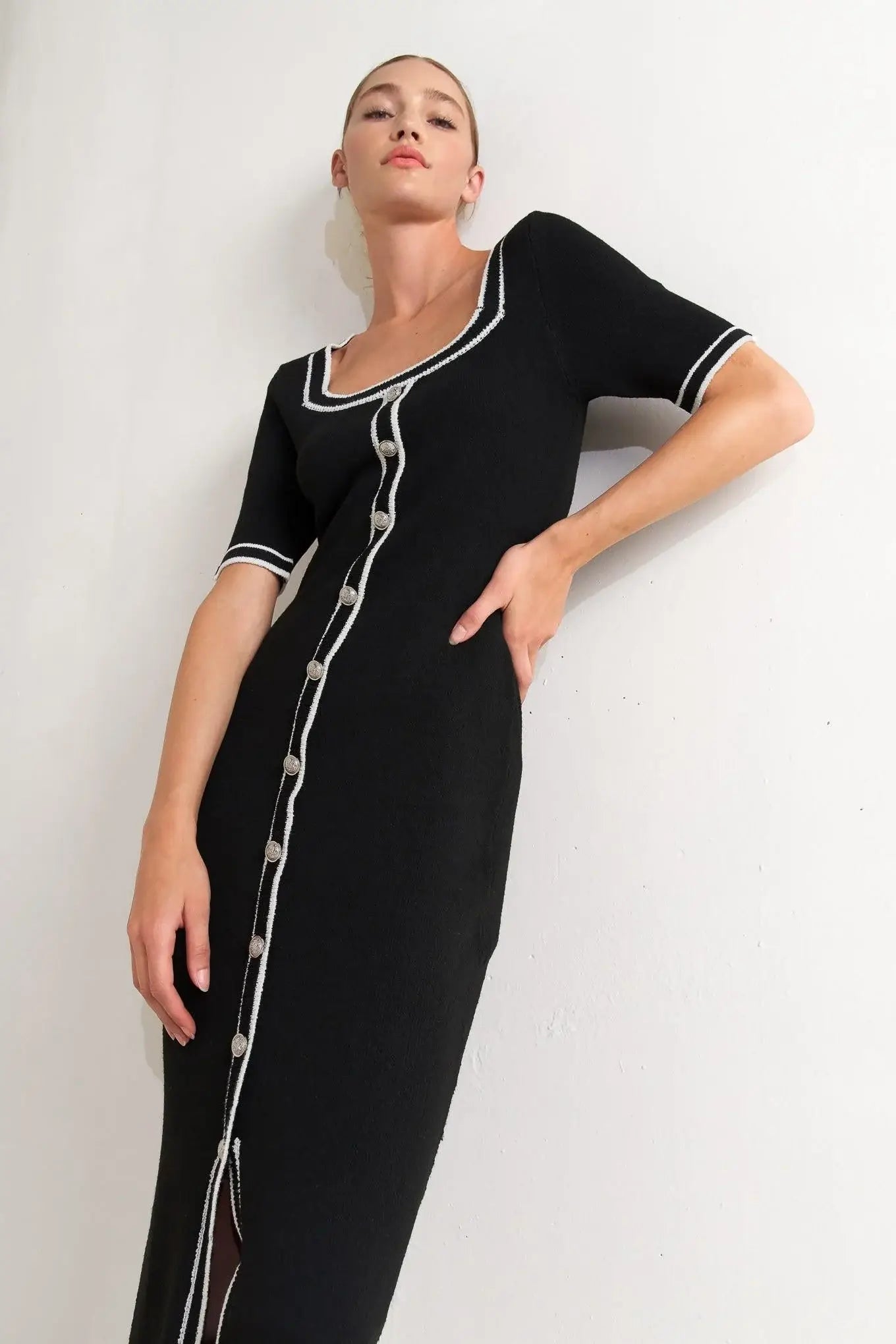 MODERN CLASSIC SWEATER KNIT MIDI DRESS - Flying Tomato - Flyclothing LLC