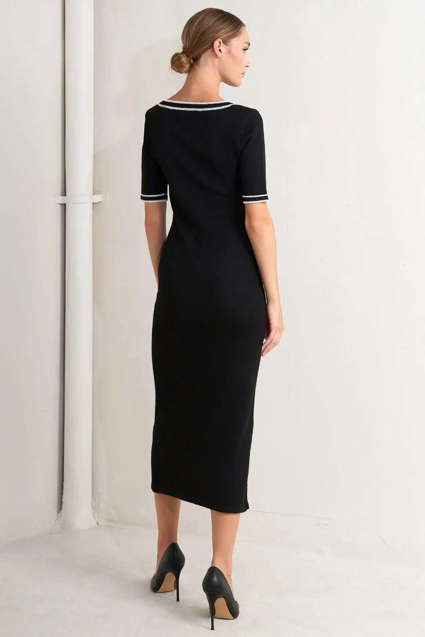 MODERN CLASSIC SWEATER KNIT MIDI DRESS - Flying Tomato - Flyclothing LLC