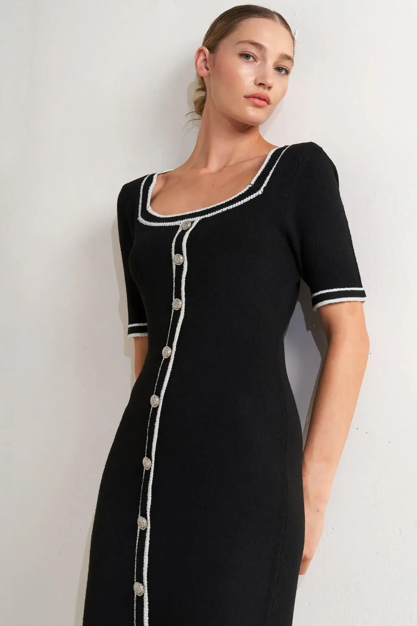 MODERN CLASSIC SWEATER KNIT MIDI DRESS - Flying Tomato - Flyclothing LLC