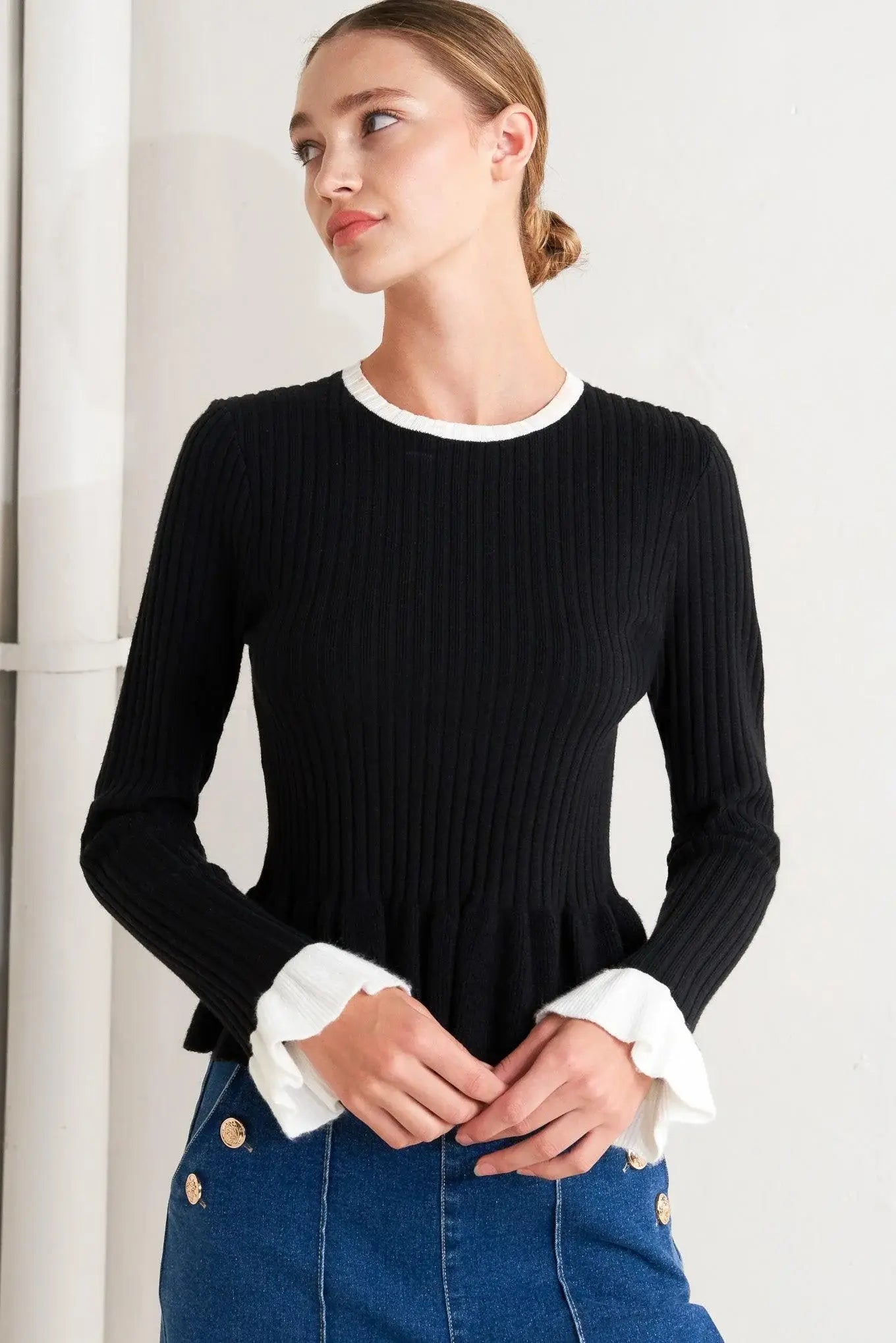 DELICATE EDGE SWEATER KNIT TOP - Flying Tomato - Flyclothing LLC