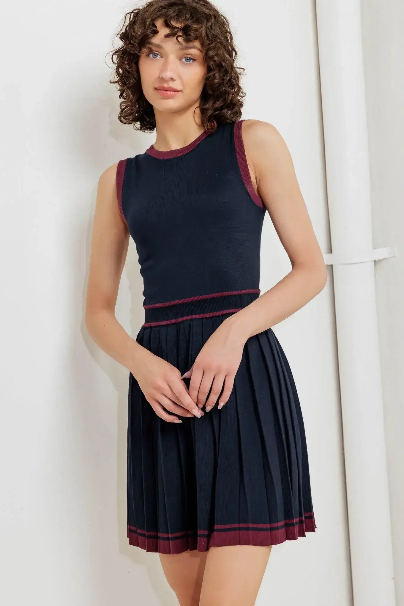 BERRY STRIPE SWEATER MINI DRESS - Flying Tomato - Flyclothing LLC