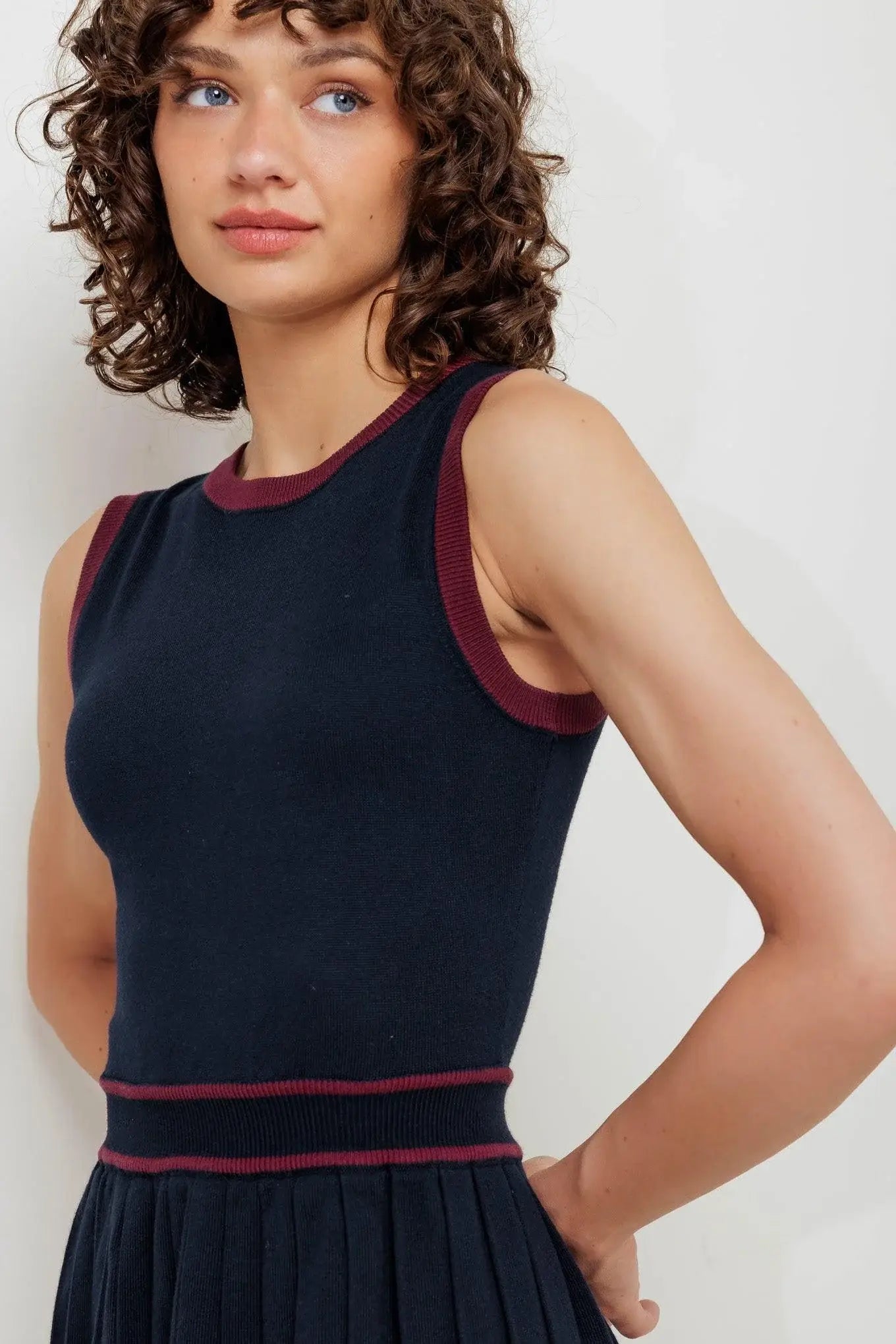 BERRY STRIPE SWEATER MINI DRESS - Flying Tomato - Flyclothing LLC