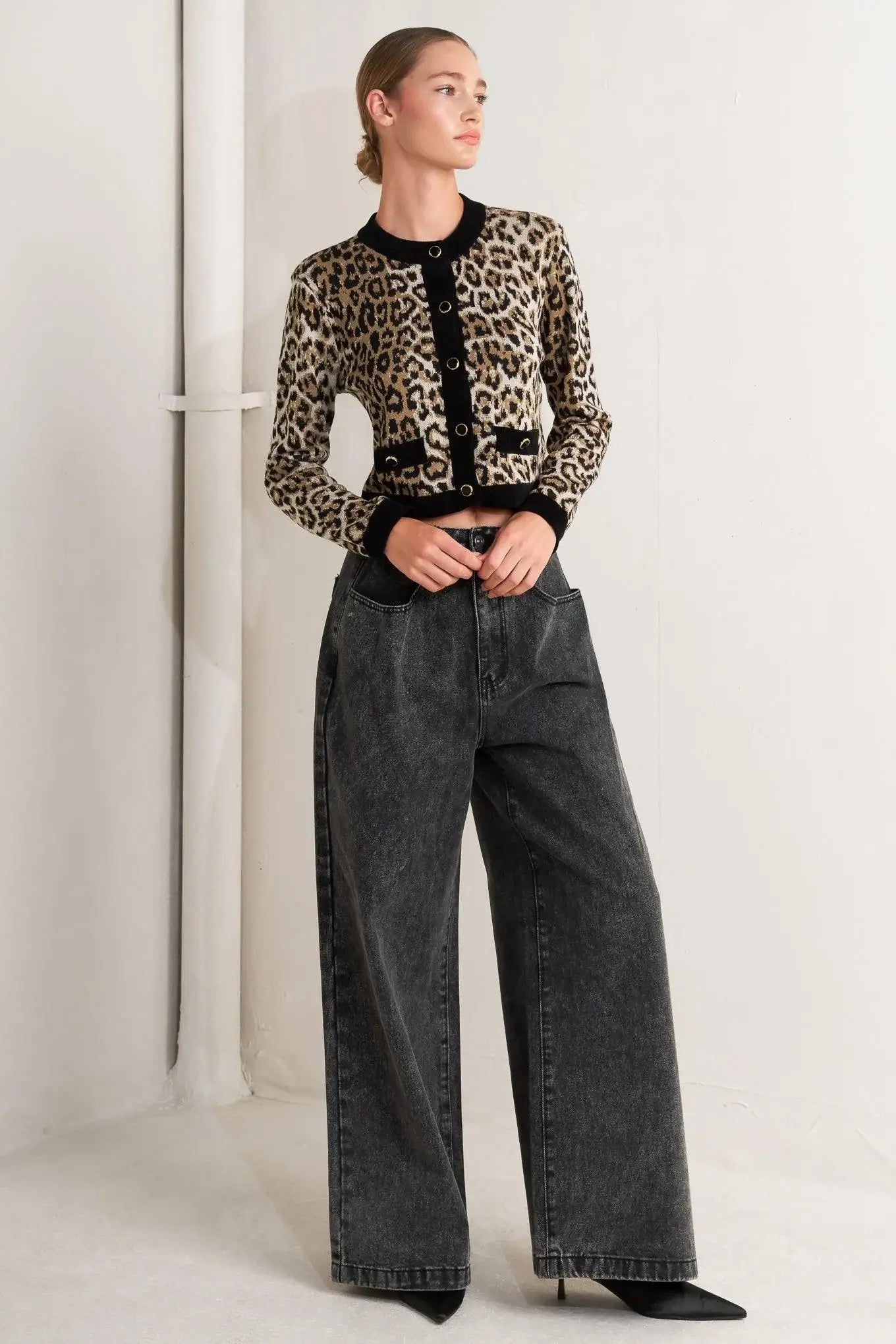 URBAN GODDESS LEOPARD SWEATER CARDIGAN - Flying Tomato - Flyclothing LLC
