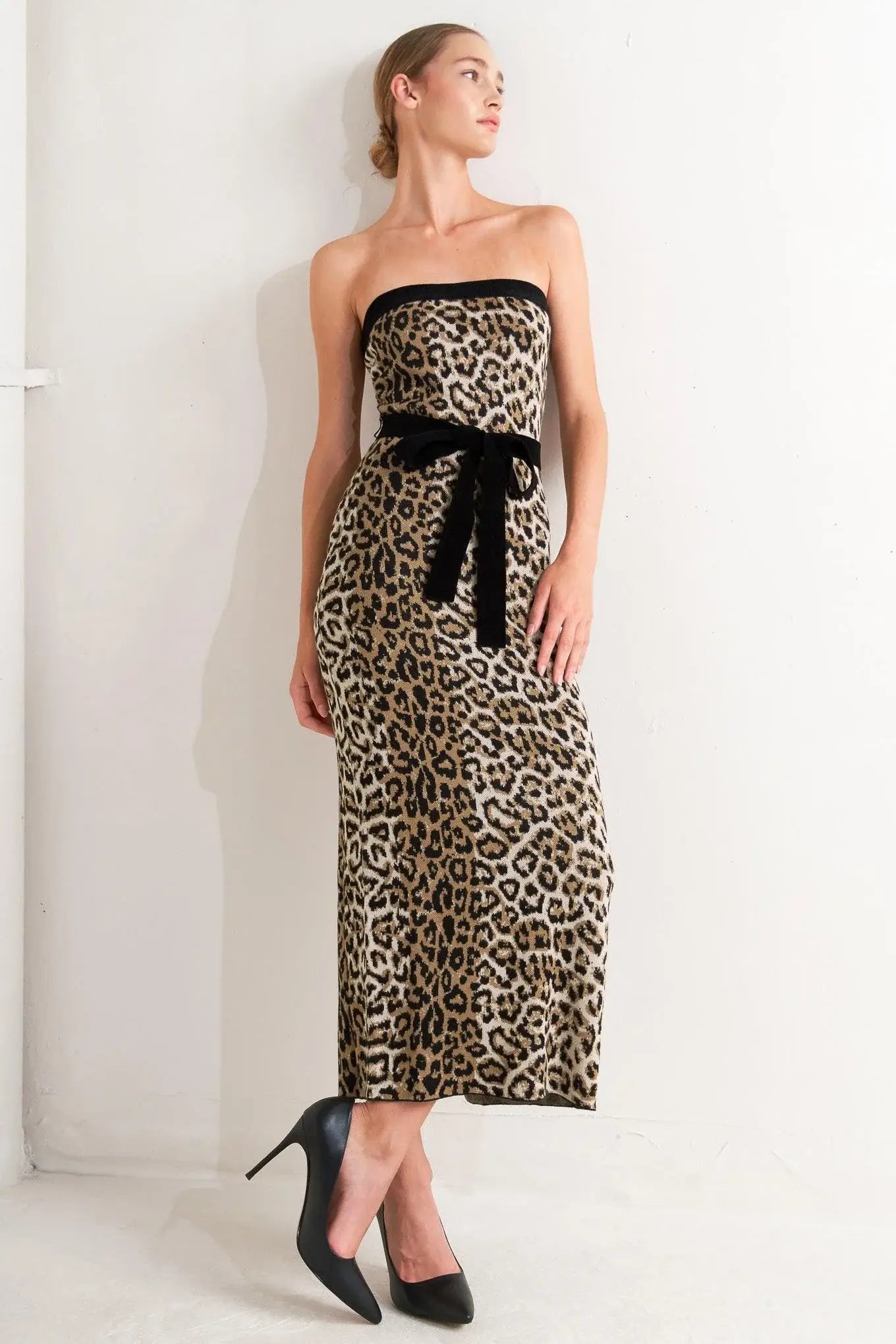WILD ROMANCE LEOPARD KNIT MIDI DRESS - Flying Tomato - Flyclothing LLC