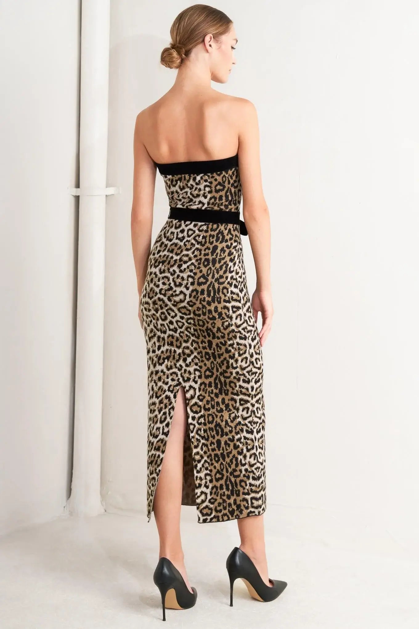 WILD ROMANCE LEOPARD KNIT MIDI DRESS - Flying Tomato - Flyclothing LLC