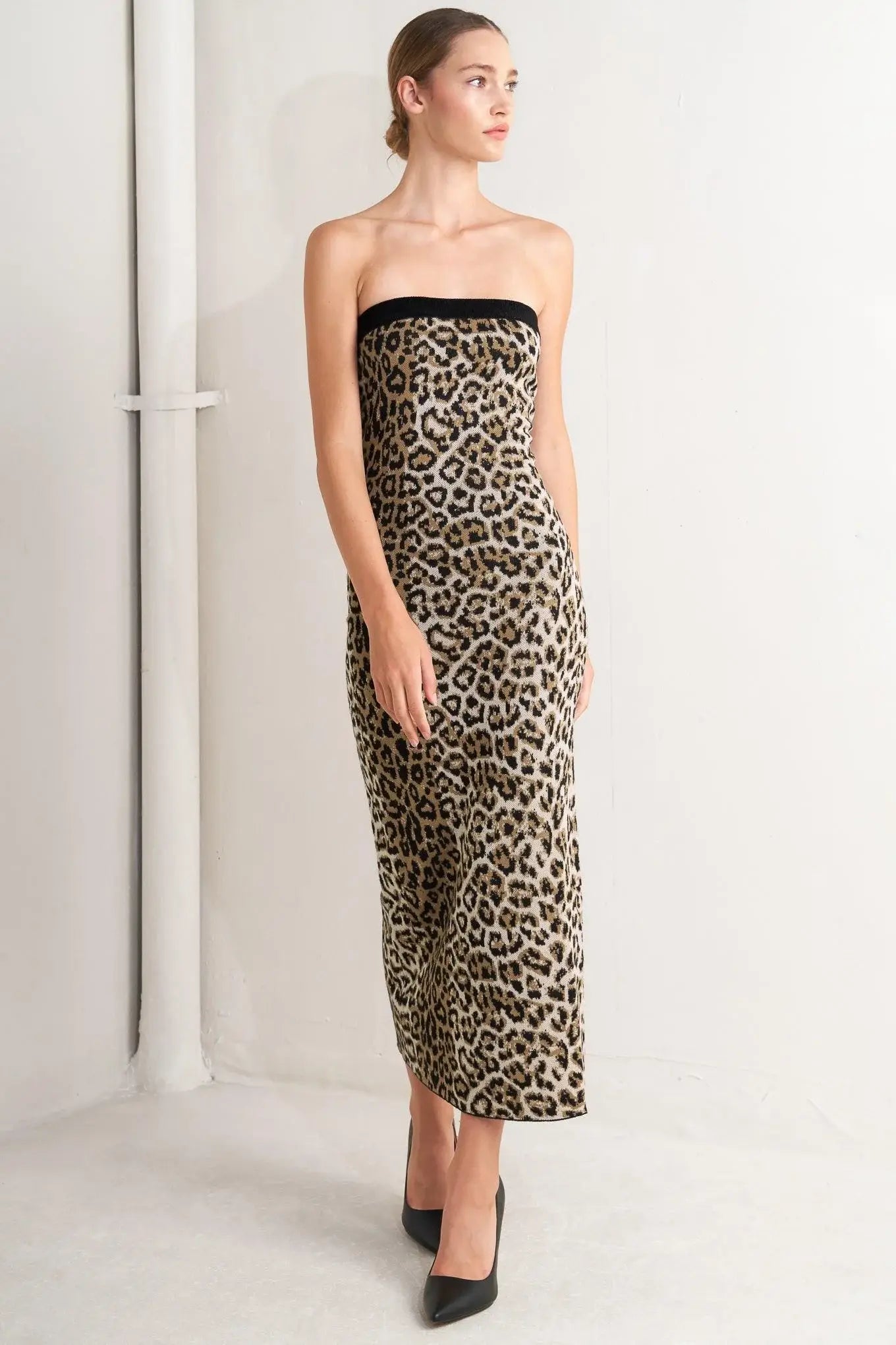 WILD ROMANCE LEOPARD KNIT MIDI DRESS - Flying Tomato - Flyclothing LLC
