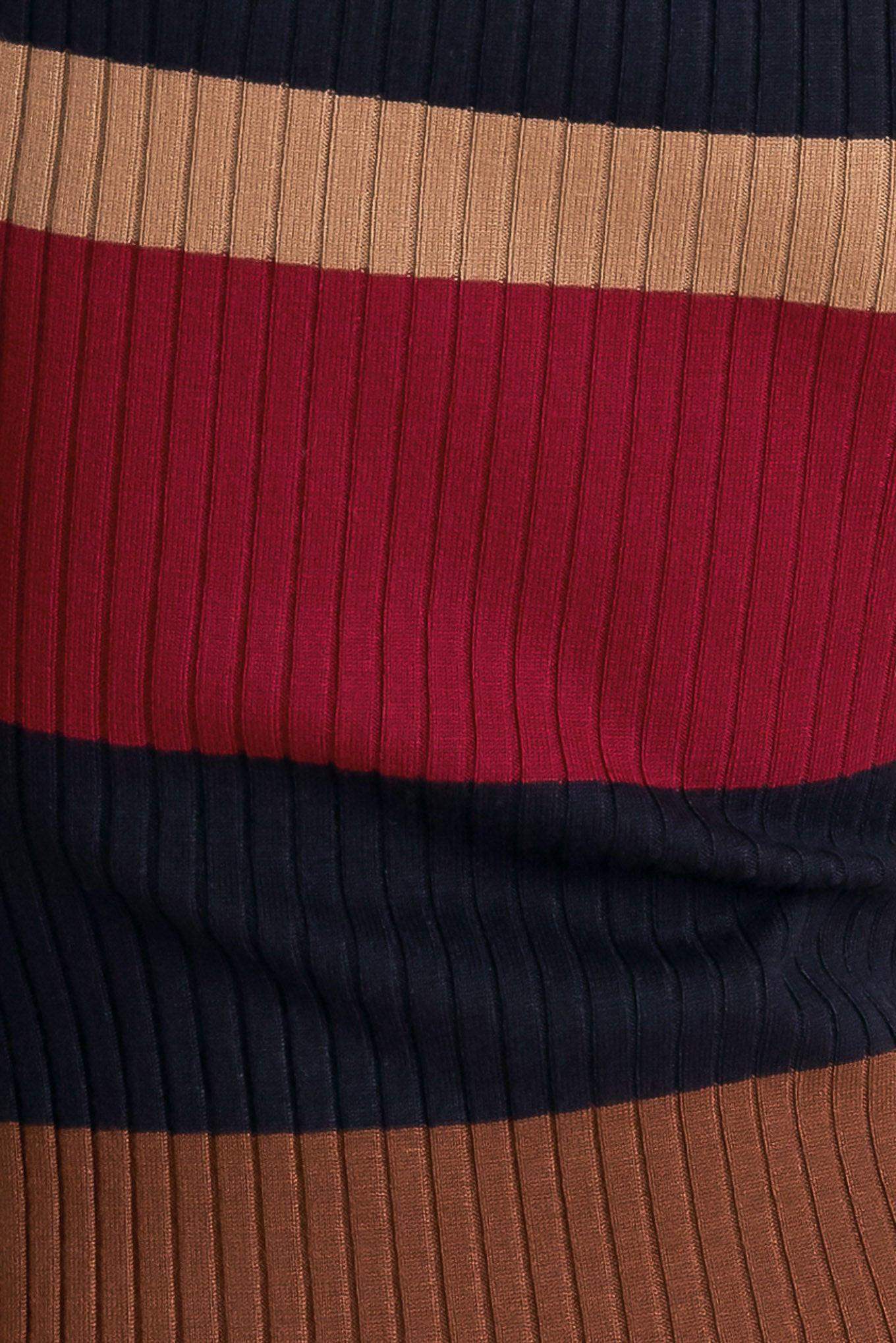 FALL RHYTHM COLOR BLOCKED MIDI SWEATER DRESS - Flying Tomato - Flyclothing LLC