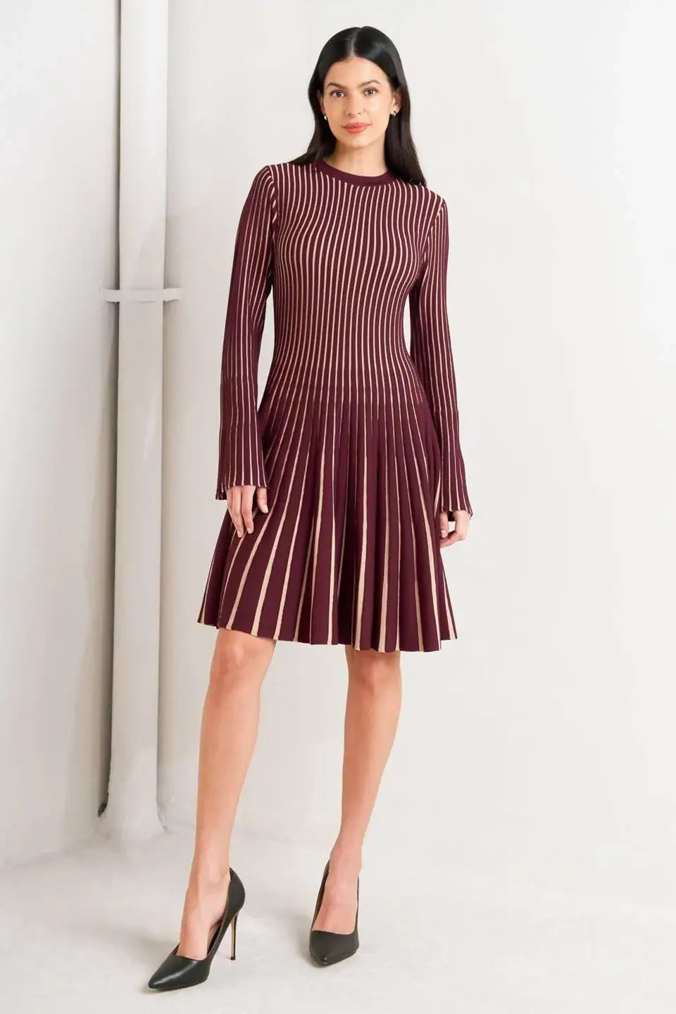 VERTICAL GRACE SWEATER MINI DRESS - Flying Tomato - Flyclothing LLC
