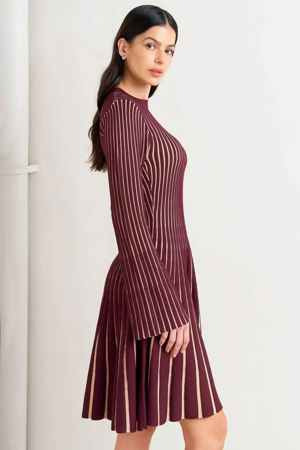 VERTICAL GRACE SWEATER MINI DRESS - Flying Tomato - Flyclothing LLC