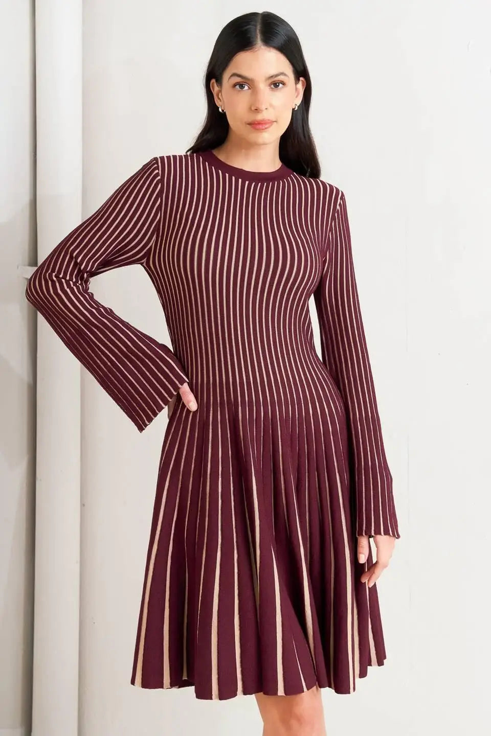 VERTICAL GRACE SWEATER MINI DRESS - Flying Tomato - Flyclothing LLC