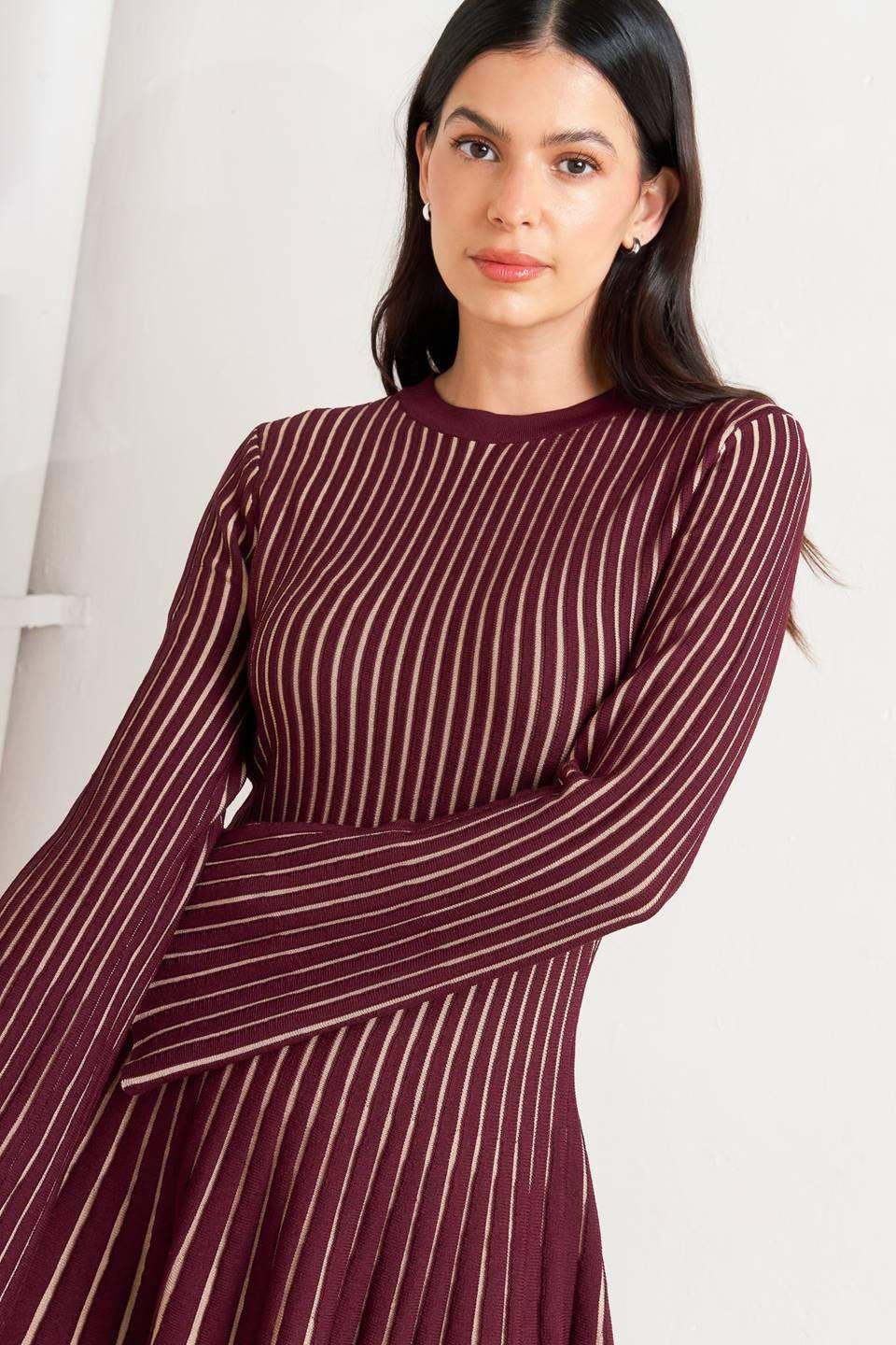 VERTICAL GRACE SWEATER MINI DRESS - Flying Tomato - Flyclothing LLC