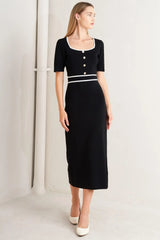 ELEGANT FRAME SWEATER KNIT MIDI DRESS - Flying Tomato - Flyclothing LLC