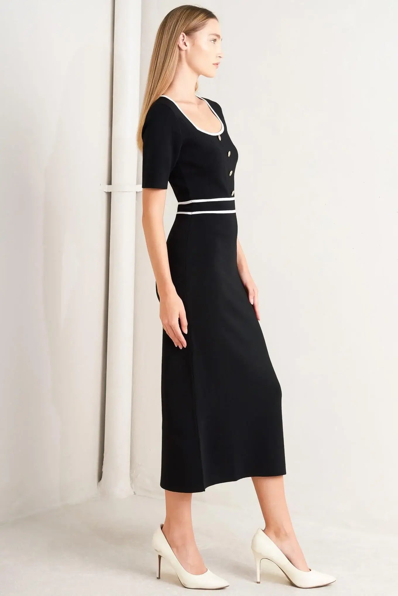 ELEGANT FRAME SWEATER KNIT MIDI DRESS - Flying Tomato - Flyclothing LLC