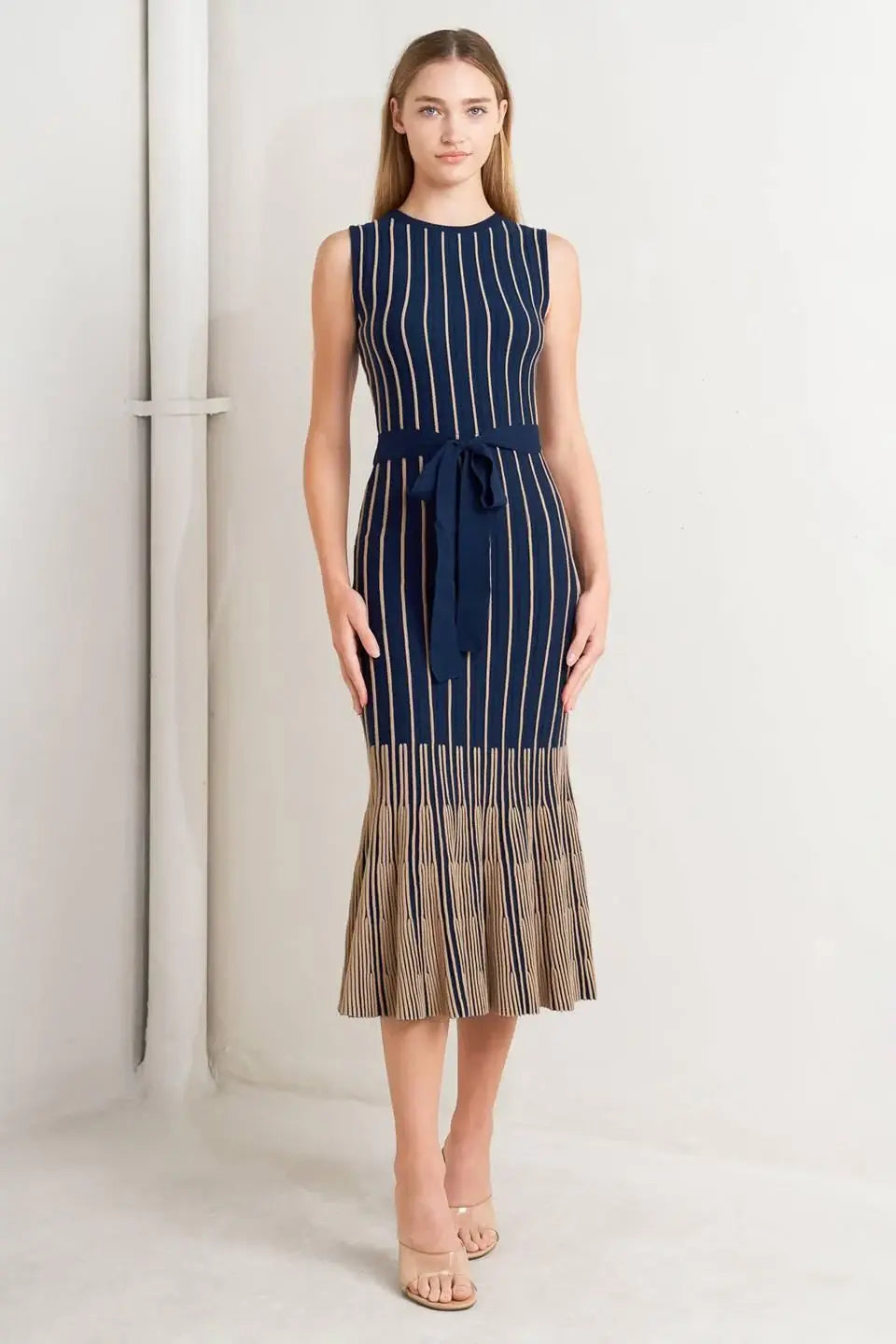 SMOOTH WEIGHTED FEEL KNIT MIDI DRESS - Flying Tomato - Flyclothing LLC
