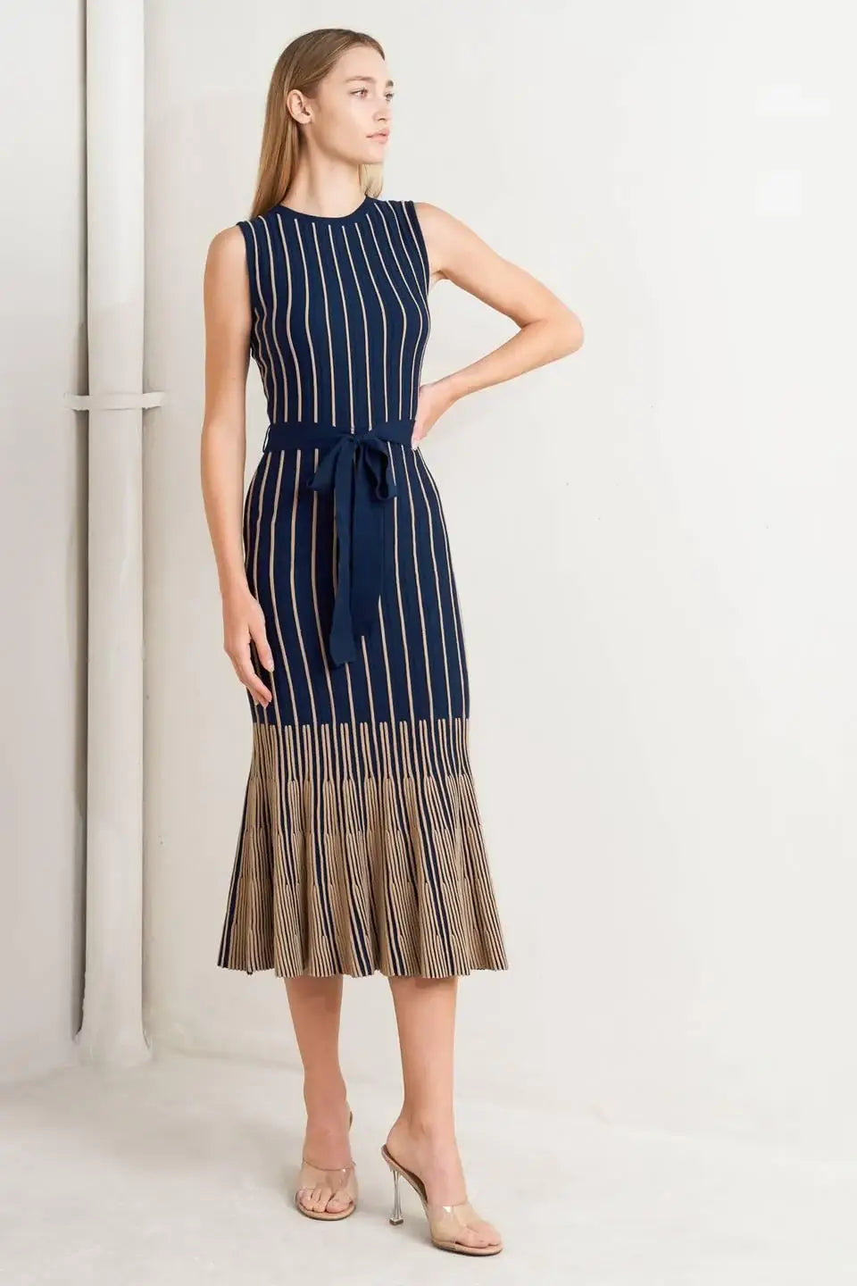 SMOOTH WEIGHTED FEEL KNIT MIDI DRESS - Flying Tomato - Flyclothing LLC