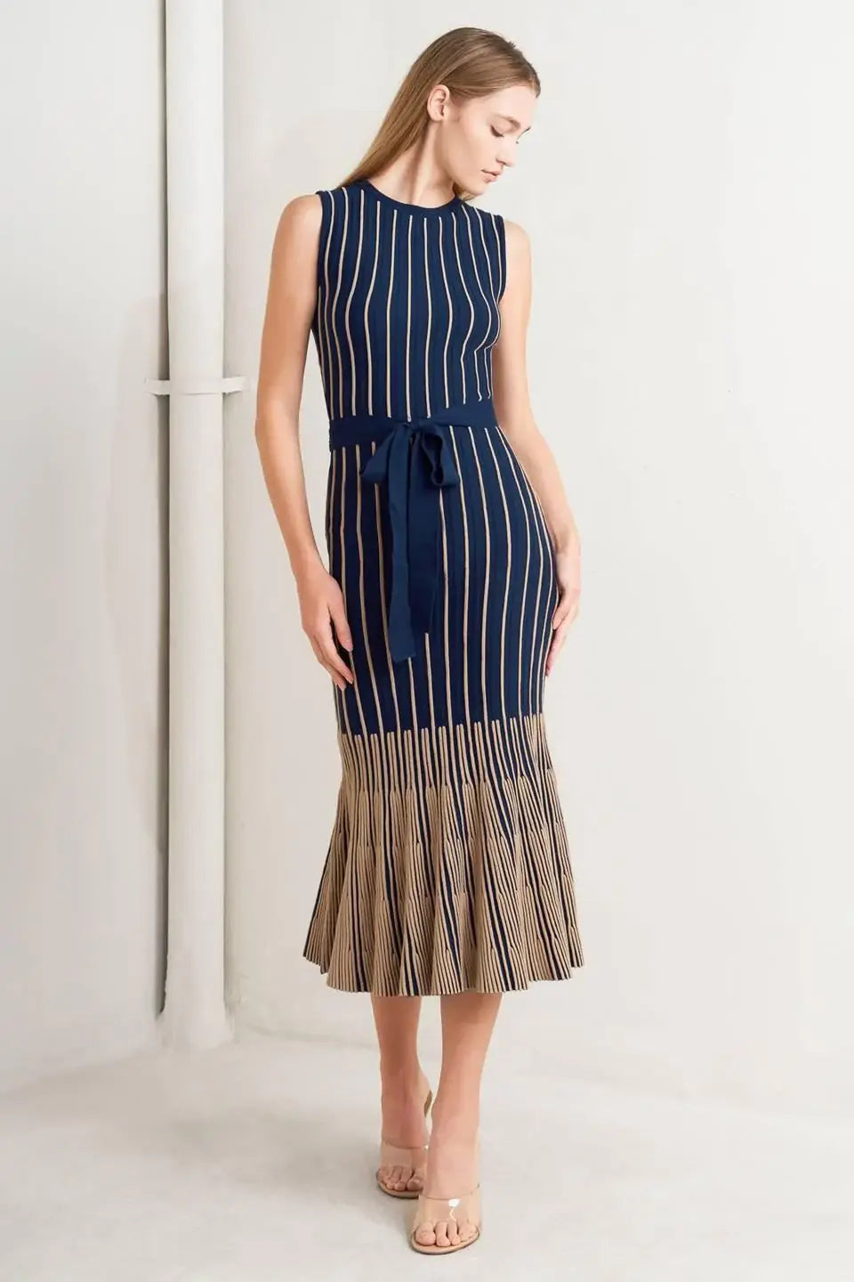 SMOOTH WEIGHTED FEEL KNIT MIDI DRESS - Flying Tomato - Flyclothing LLC