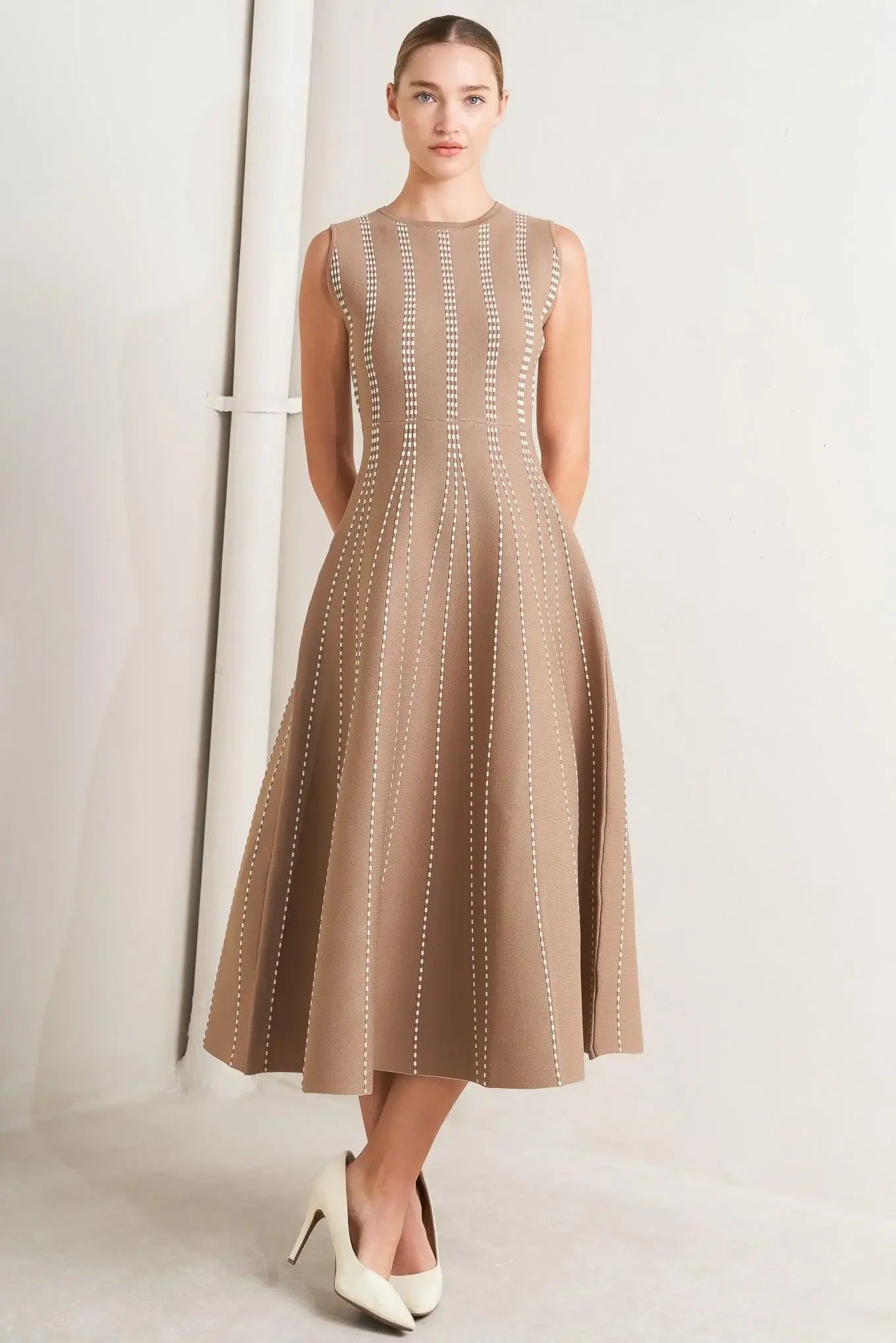 PERFECTLY POISED JACQUARD SWEATER MIDI DRESS - Flying Tomato - Flyclothing LLC