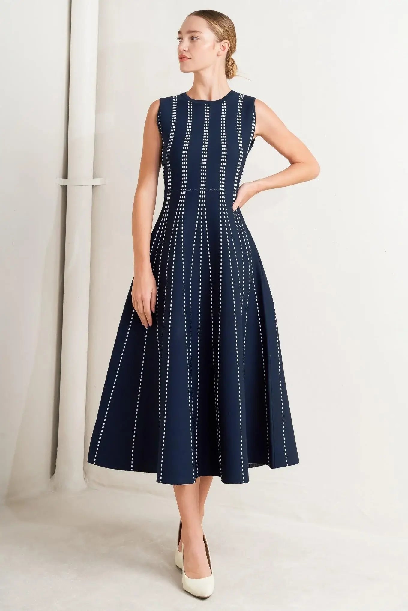 PERFECTLY POISED JACQUARD SWEATER MIDI DRESS - Flying Tomato - Flyclothing LLC