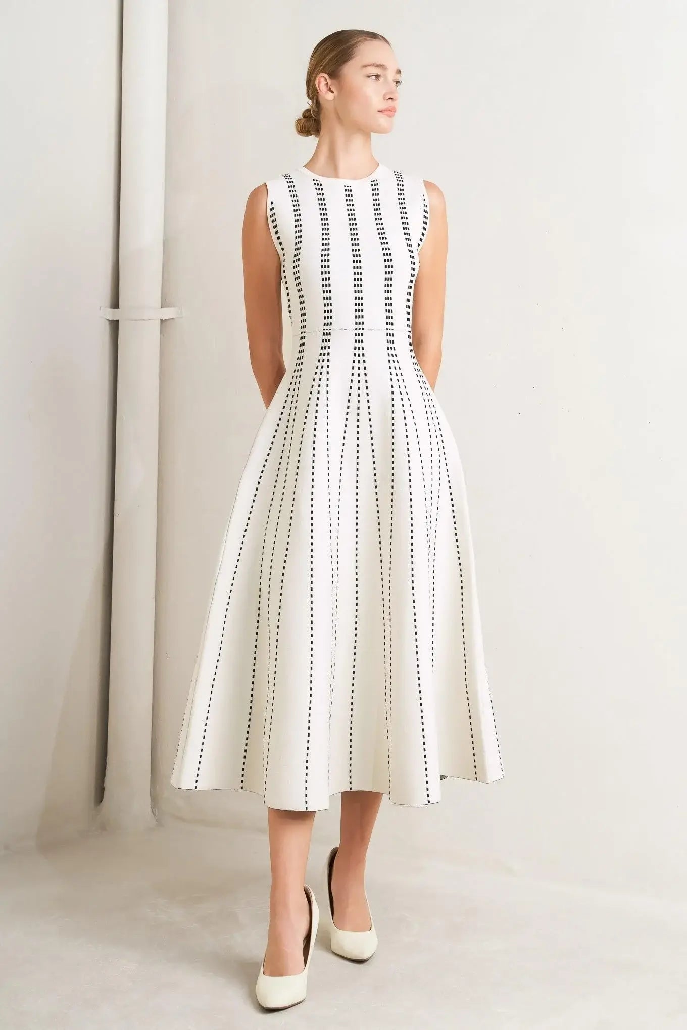 PERFECTLY POISED JACQUARD SWEATER MIDI DRESS - Flying Tomato - Flyclothing LLC