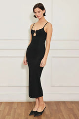 WESTERN EDGE BLACK SWEATER KNIT MIDI DRESS - Flying Tomato - Flyclothing LLC