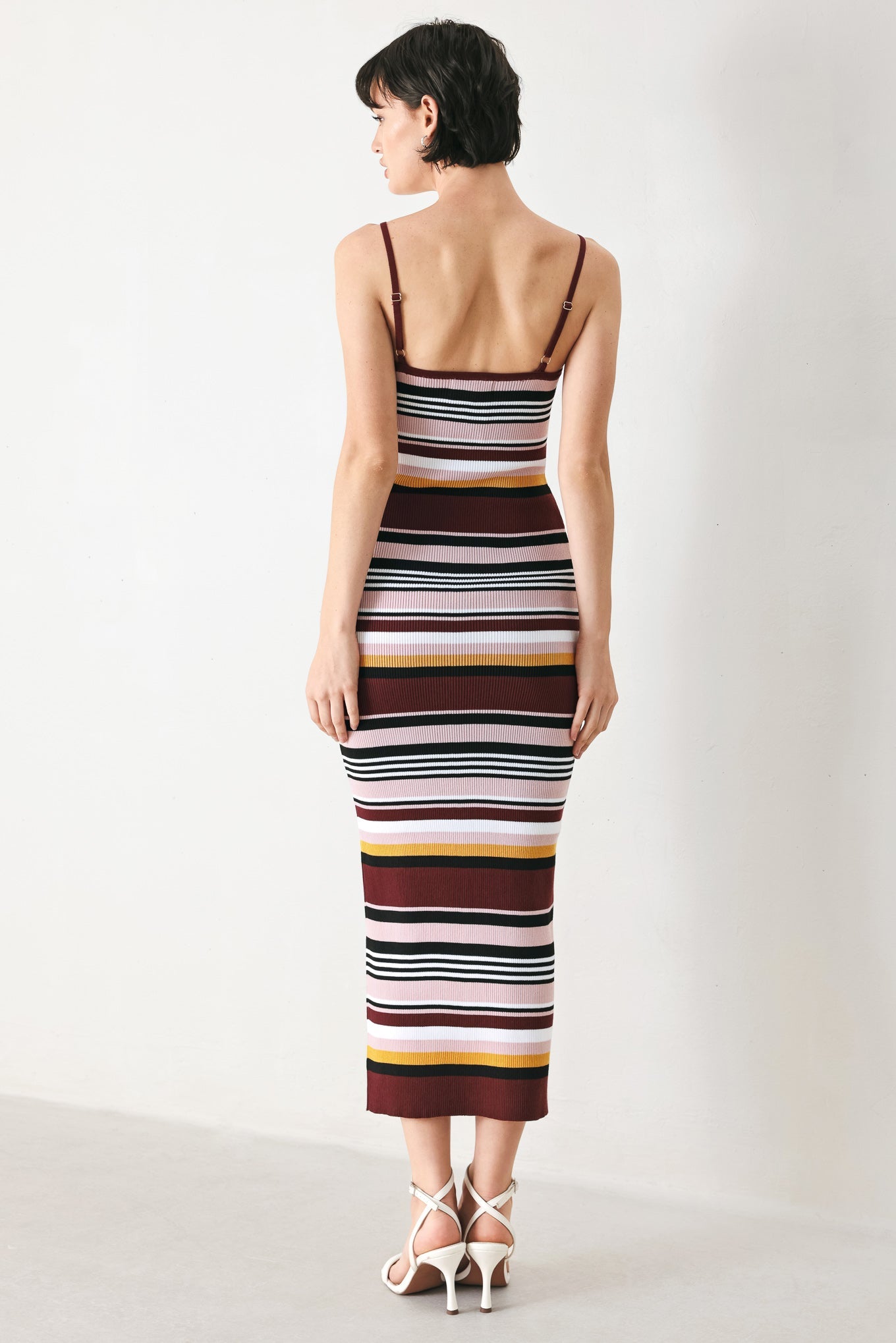MIDNIGHT STRIPE SWEATER KNIT MIDI DRESS - Flying Tomato - Flyclothing LLC