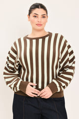 CAPPUCCINO VERTICAL STRIPE KNIT TOP