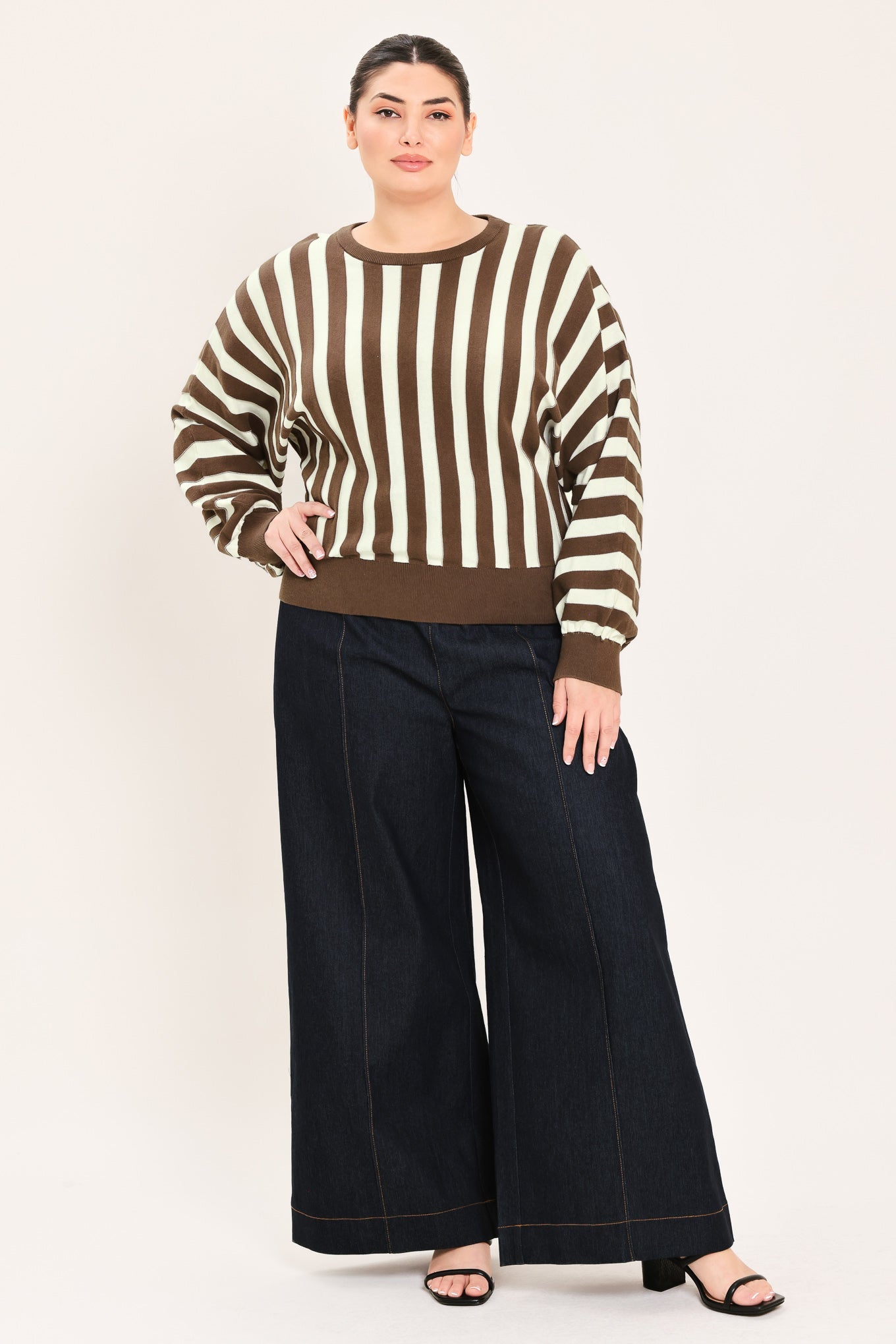 CAPPUCCINO VERTICAL STRIPE KNIT TOP
