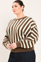 CAPPUCCINO VERTICAL STRIPE KNIT TOP