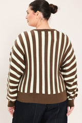 CAPPUCCINO VERTICAL STRIPE KNIT TOP