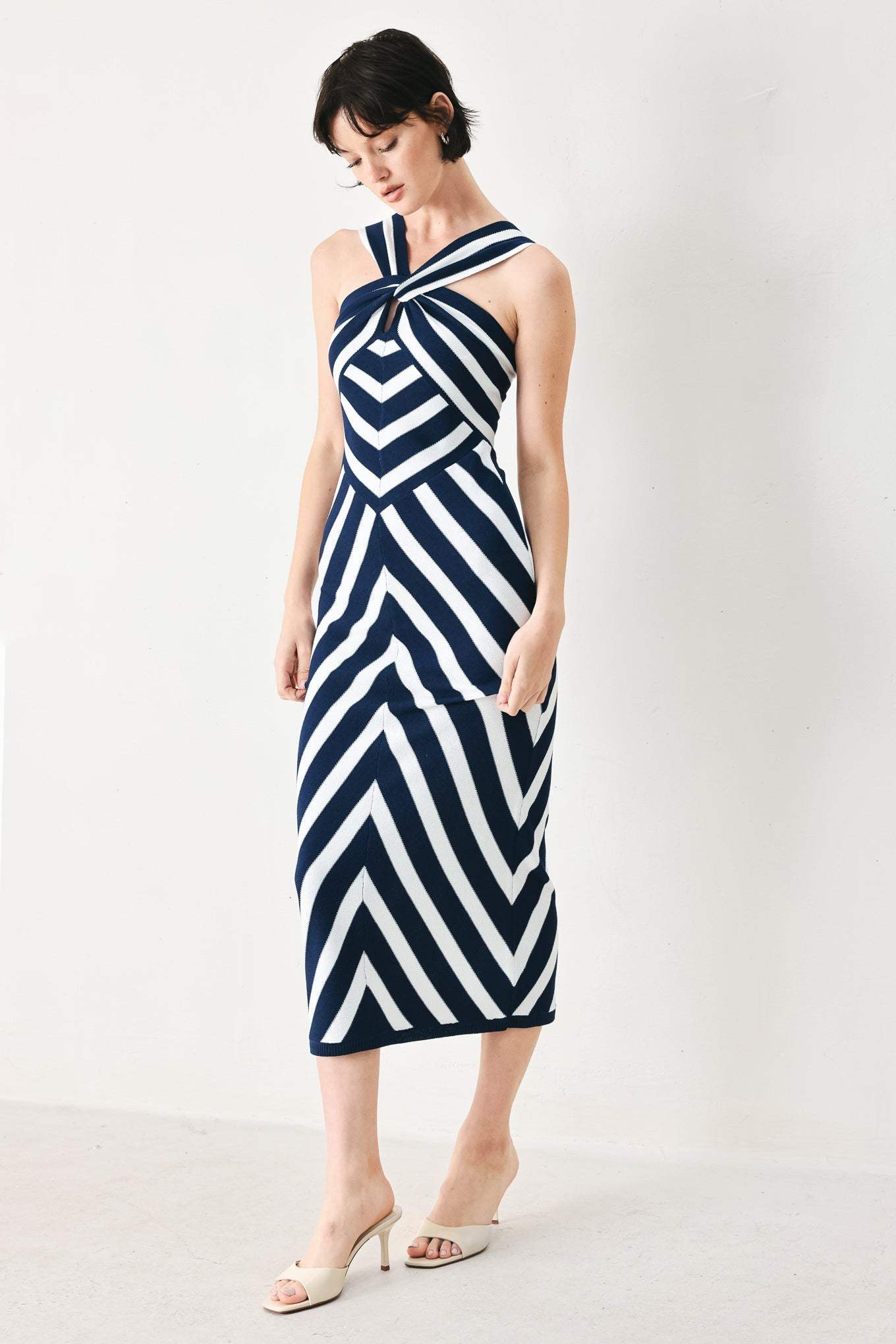 DEEP BLUE LOVE SWEATER KNIT MIDI DRESS - Flying Tomato - Flyclothing LLC
