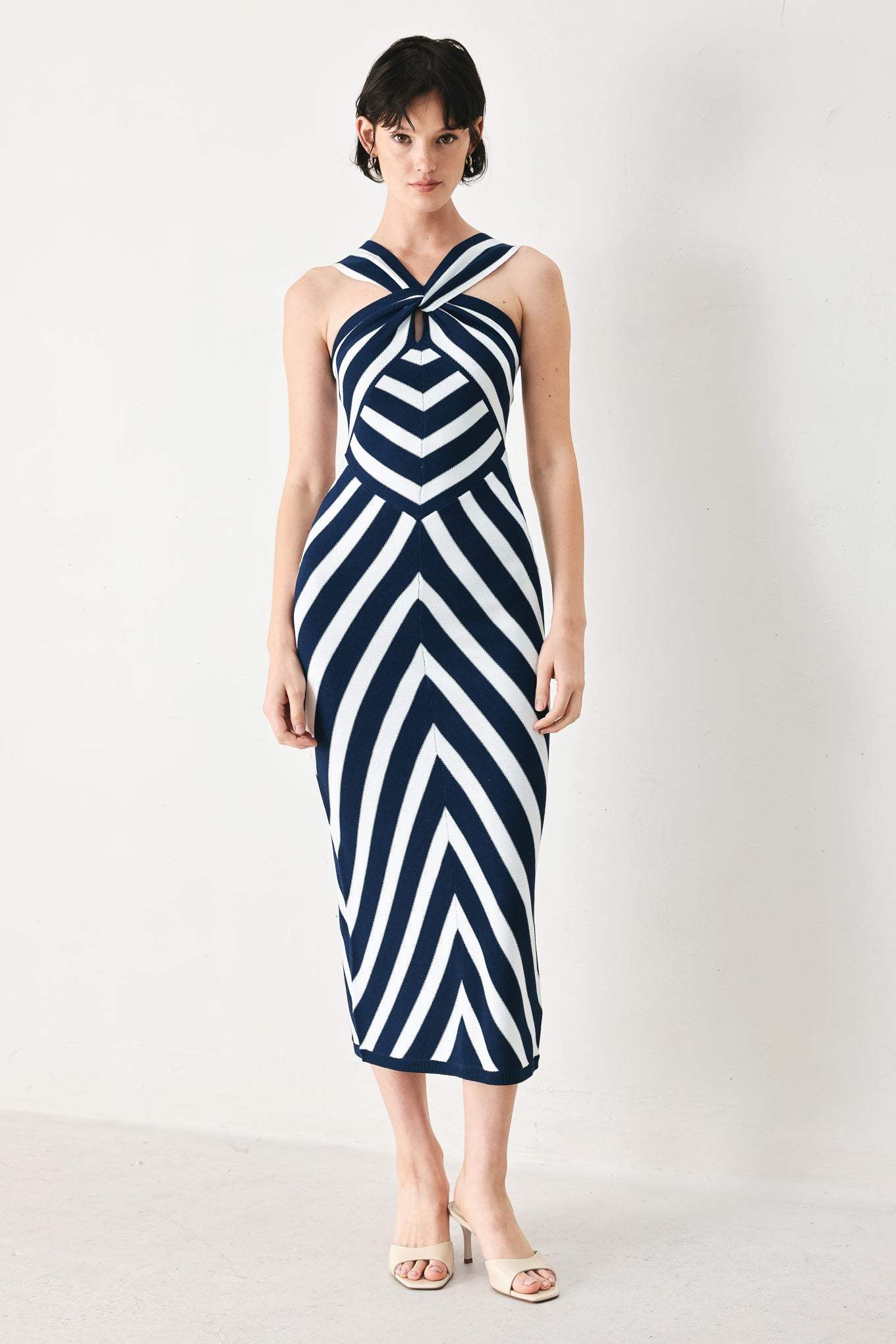 DEEP BLUE LOVE SWEATER KNIT MIDI DRESS - Flying Tomato - Flyclothing LLC