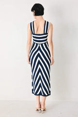 DEEP BLUE LOVE SWEATER KNIT MIDI DRESS - Flying Tomato - Flyclothing LLC