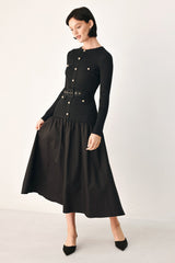 CITY AFTER DARK MIXED MEDIA MIDI DRESS