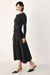 CITY AFTER DARK MIXED MEDIA MIDI DRESS