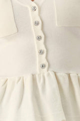 FROSTED CREAM POCKET-DETAIL SWEATER TOP