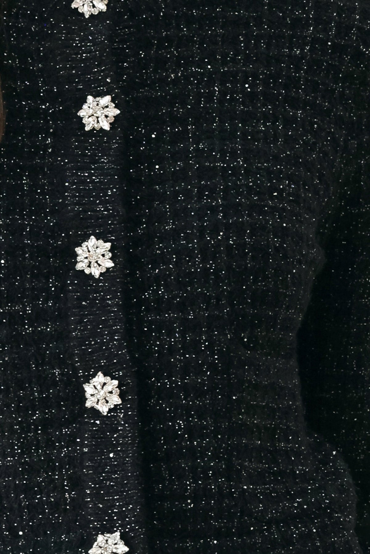 JEWELED MIDNIGHT BLACK BUTTON-DOWN SWEATER CARDIGAN - Flying Tomato - Flyclothing LLC