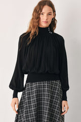 MACADAMIA DRAPED SWEATER KNIT TOP