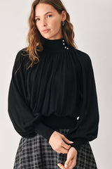 MACADAMIA DRAPED SWEATER KNIT TOP