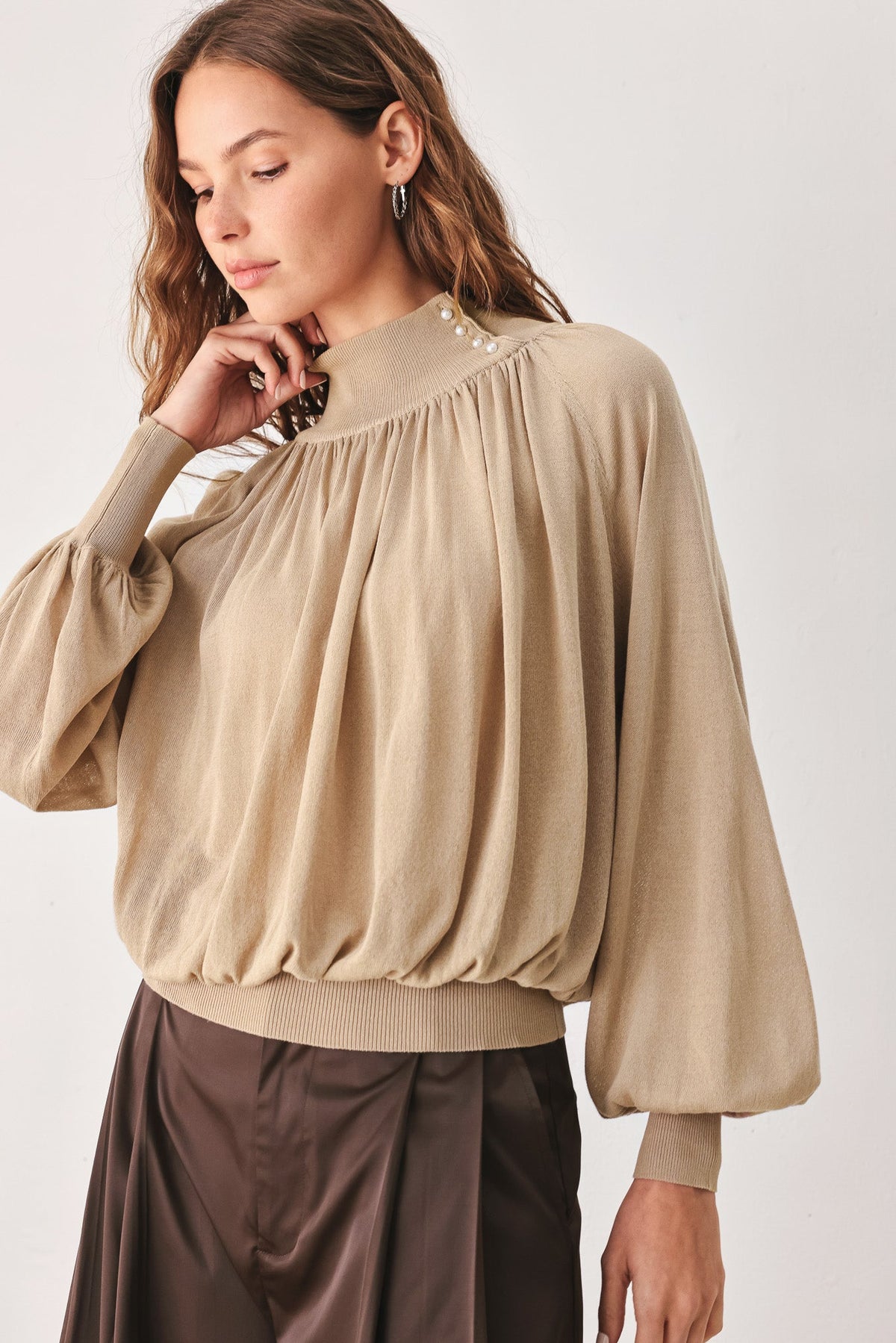 MACADAMIA DRAPED SWEATER KNIT TOP - Flying Tomato - Flyclothing LLC